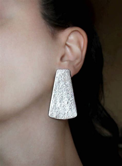 Gold Clip on Earrings Bold Stud Earrings Big Earrings Stylish Gift for Women Minimalist Jewelry ...