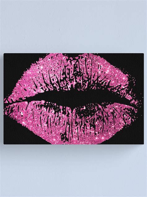 "Stylish Pink Glitter Lips" Canvas Print by enhan | Redbubble