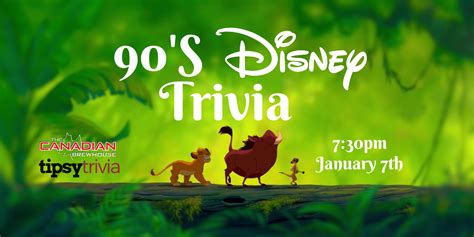 90s Disney Trivia - Jan 7, 7:30pm - CBH Ellerslie - 7 JAN 2020