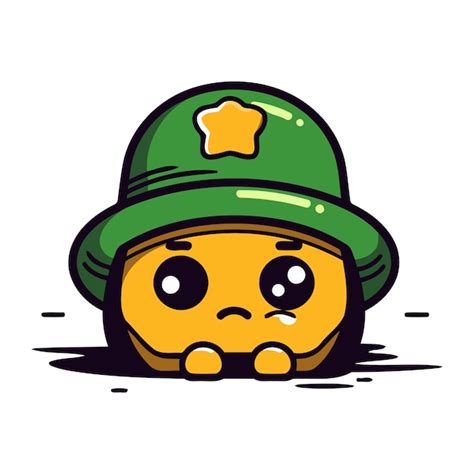 Premium Vector | Cute cartoon mascot character with army hat vector illustration