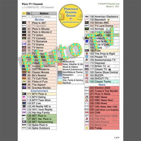 Pluto Tv Guide Printable Complete List Of Pluto Tv Channels Otantenna | Images and Photos finder