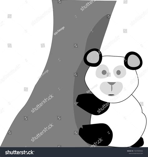 Baby Panda Hugging Tree Vector Illustration Stock Vector (Royalty Free ...