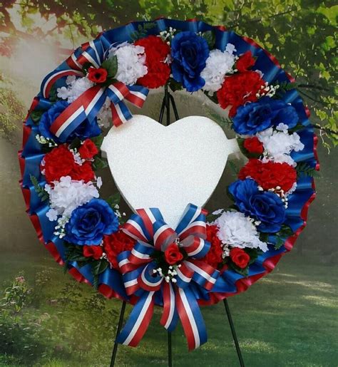 Cemetery Wreath, Red, White and Blue, Gravesite, Memorial Day, Funeral ...