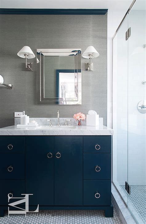 20+ Inspiring Navy Blue Bathroom Vanity Ideas - SWEETYHOMEE