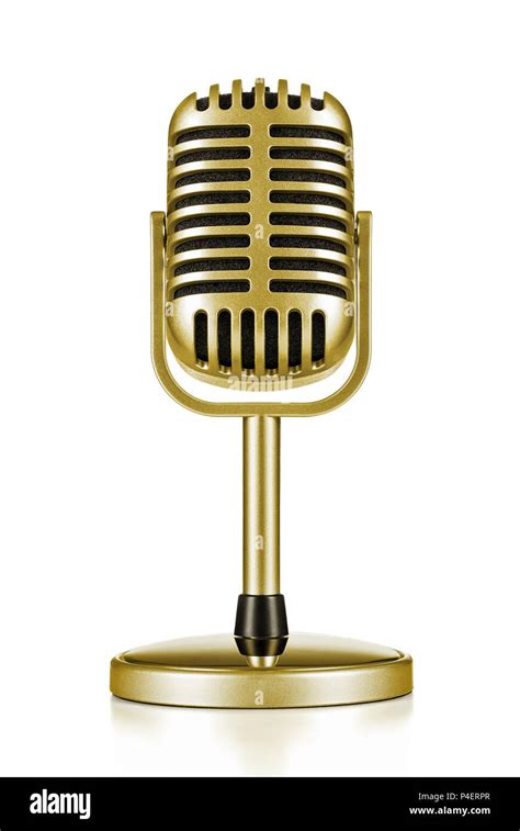 Music award, vintage gold microphone isolated on white background Stock ...