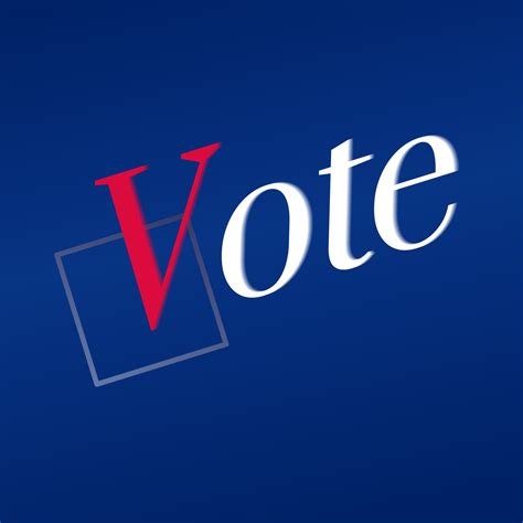 Vote text. Vote word on blue background. Presidential election. Vote word with checkmark symbol ...