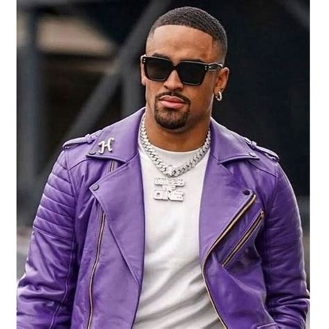 Motorcycle Padded Jalen Hurts Purple Leather Jacket - Jackets Masters