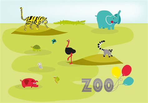 Cute Hand Drawn Zoo Animals Vector Background - Download Free Vector ...