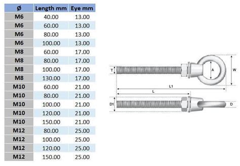 M12 x 100 304 Stainless Steel Eye Bolt with Nut and Washer Box of 5