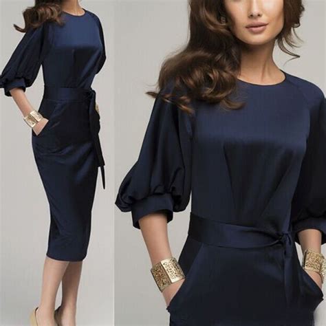 Elegant Womens Office Formal Business Lady Work Party Sheath Tunic ...