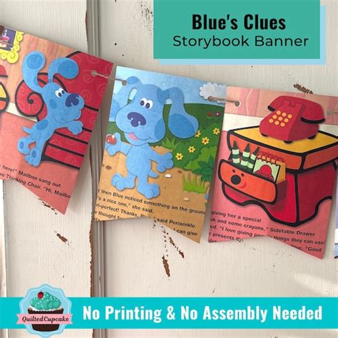 Blues Clues Party Banner / Blues Clues Story Book Page Garland /6 FT Pennant for Baby Shower ...