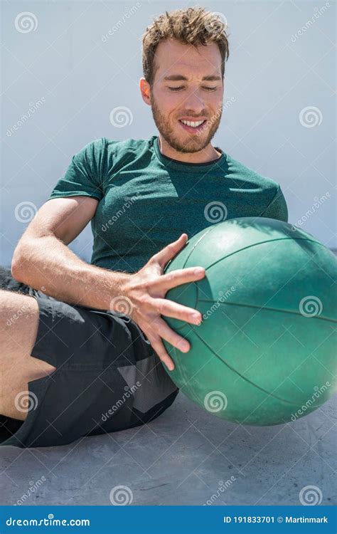 Gym Workout with Medicine Ball Exercise Man Stock Image - Image of cross, people: 191833701