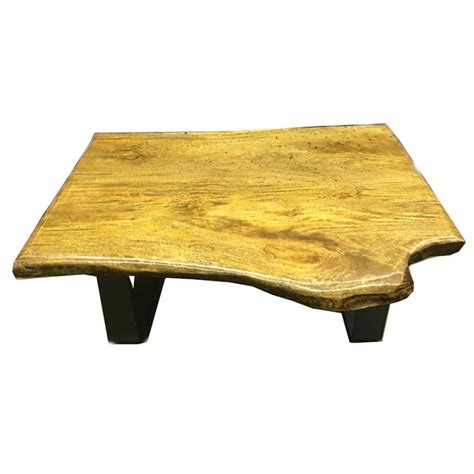 Minimalist Natural Wood Slab Modern Coffee Table | Chairish