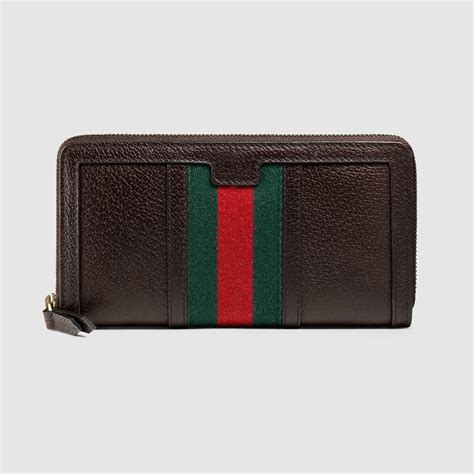 Gucci Vintage Web Leather Wallet in Brown | Lyst