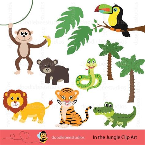 Jungle Animals Clipart Jungle Friends Clip Art Safari | Etsy