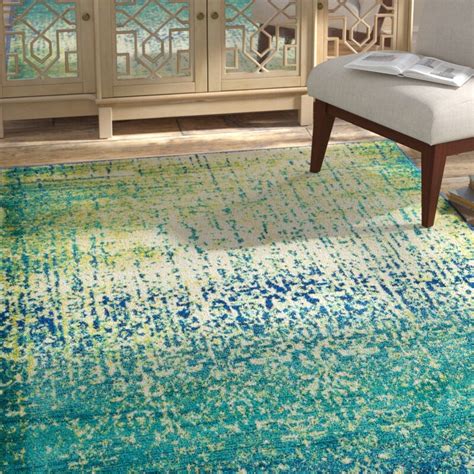 Bungalow Rose Cedro Abstract Blue/Green Area Rug & Reviews | Wayfair