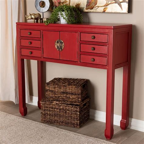 Melodie 6 Drawer Console Table - Red | Entryway console table, Antique console table, Red ...