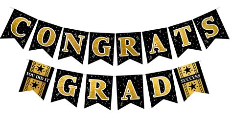 Gold Graduation Banner - Black and Gold Graduation Party Decorations ...