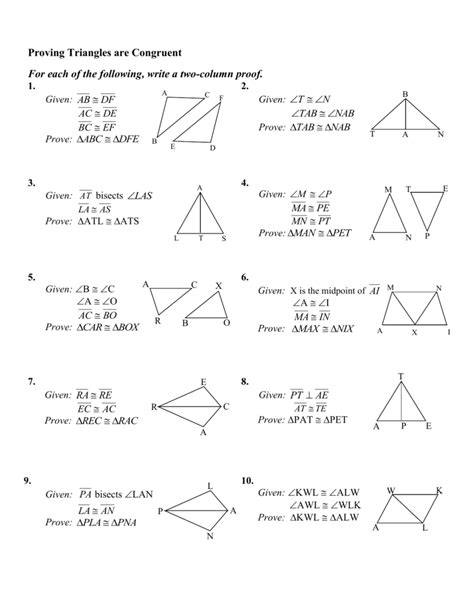 Two Column Proof Worksheet – E Street Light