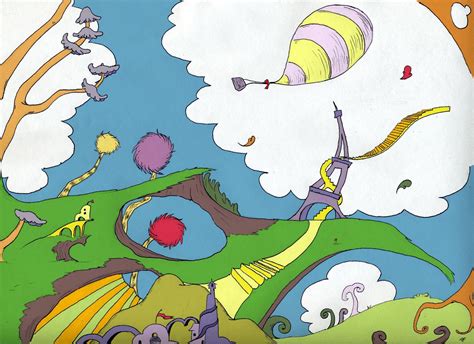 I had to draw a Dr. Seuss inspired landscape for Art class. This is what I came up with. | Dr ...