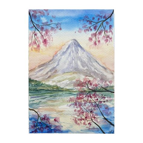 Mount Fuji Painting Watercolor Original Art Japanese Landscape Painting ...