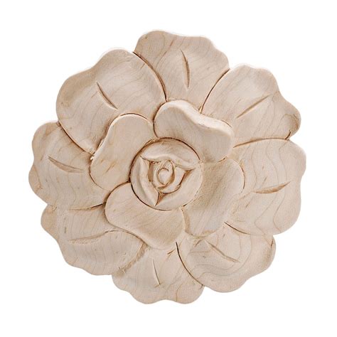 Hand Carved Unfinished Solid North American Hardwood Rosette Applique | Wood appliques, Hand ...