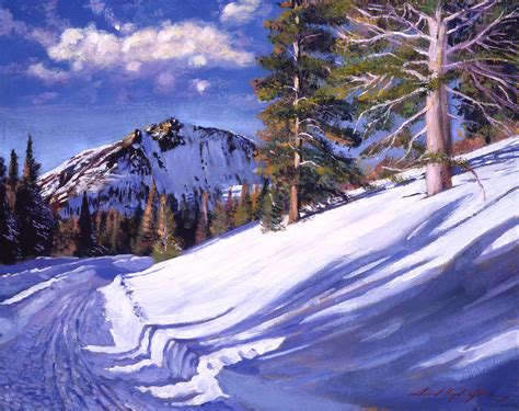 Snowy Mountain Road Painting by David Lloyd Glover - Pixels