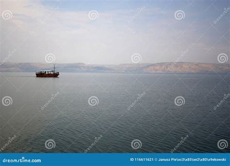 Boat on the Sea of Galilee stock image. Image of golan - 116611621