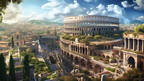 The visualization of a grand Roman city background wallpaper | Premium AI-generated image