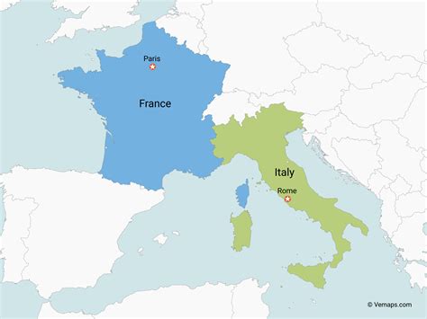 Map of Italy and France | Free Vector Maps