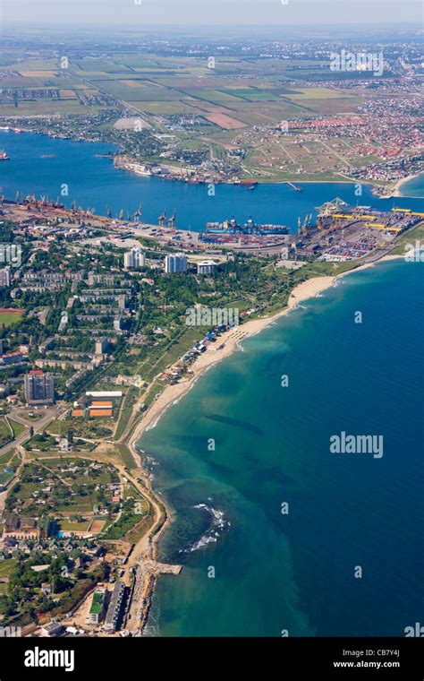 Aerial view of Odessa along the Black Sea, Odessa, Ukraine Stock Photo ...