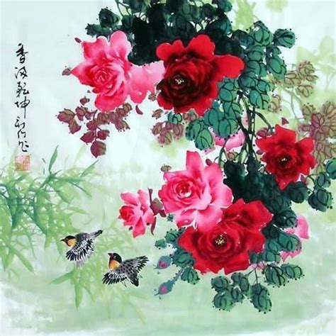 Chinese Rose Painting Rose 2418001, 69cm x 69cm(27〃 x 27〃)