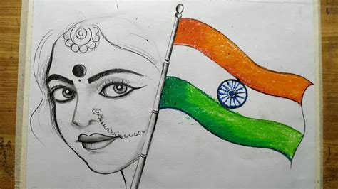 how to draw bharat mata for independence day,how to draw independence day,bharat mata drawing ...