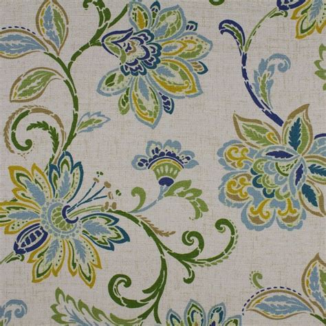 Oasis Blue and Green Floral Print Upholstery Fabric by the yard M1701 ...