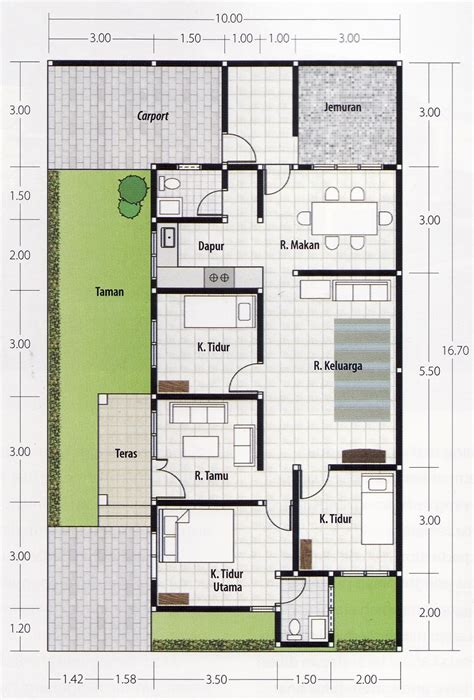 41+ Desain Denah Rumah Minimalis Modern 1 Lantai 3 Kamar Tidur ...