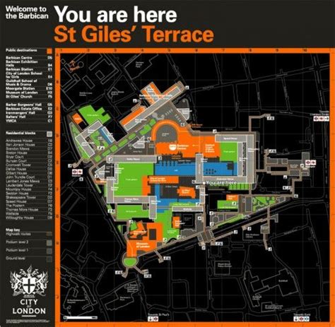 City of London, Barbican Estate Maps - Cartlidge Levene | Barbican ...