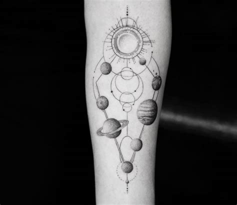 Solar System Silhouette Tattoo