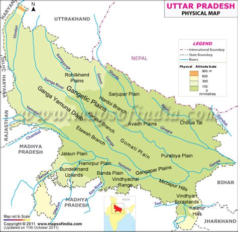 Uttar Pradesh Physical Map