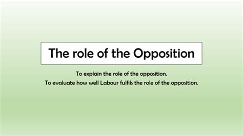 A Level Politics - Role of the Opposition | Teaching Resources