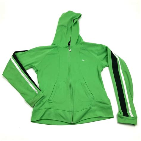 NIKE Full Zip Hoodie Women's Size M Medium 8 - 10 Lime Green Hooded Track Jacket - Sweatshirts ...