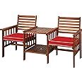 Amazon.com: Tangkula Acacia Wood Loveseat, 3pcs Outdoor Table Chairs Set, Patio Conversation Set ...