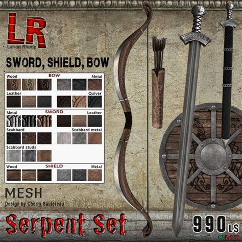 Second Life Marketplace - Serpent Set (box) - Bow and Sword w/Shield