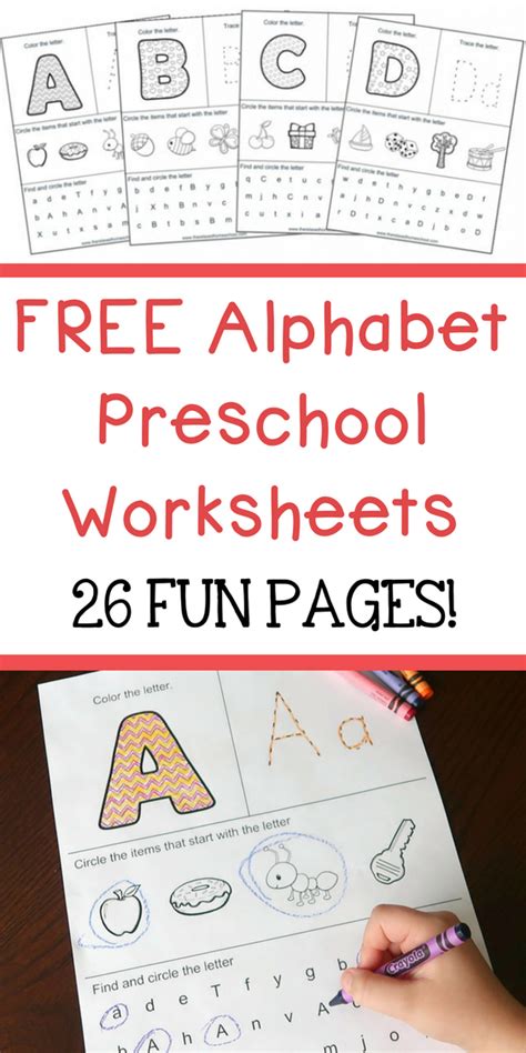 FREE Alphabet Preschool Printable Worksheets To Learn The Alphabet