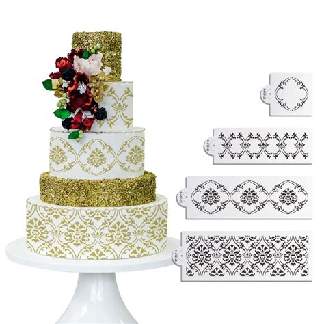 Royal Damask Cake Stencil Set, Cake Lace Side Plastic Stencil Set,Cake Side Decorating Stencils ...