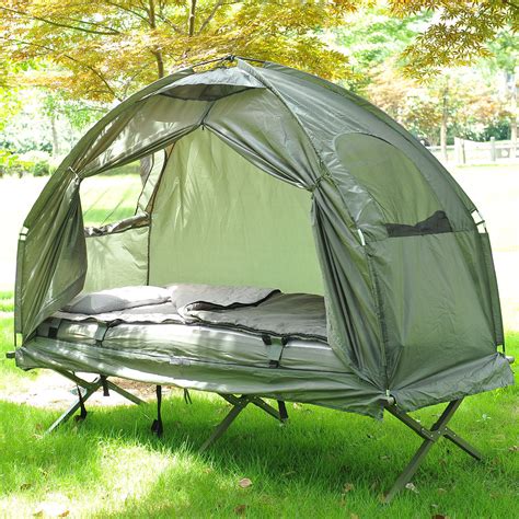 Outdoor One-person Folding Dome Tent Hiking Camping Bed Cot W/ Sleeping Bag New | eBay