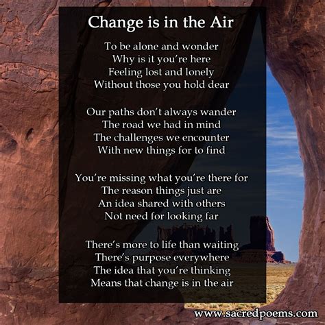 Change is in the Air | Inspirational poems, Poems, Poetry books