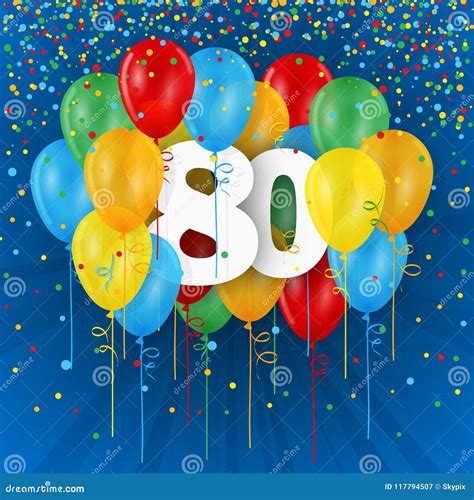 Happy 80th Birthday / Anniversary Card With Balloons Royalty-Free Stock Photography ...