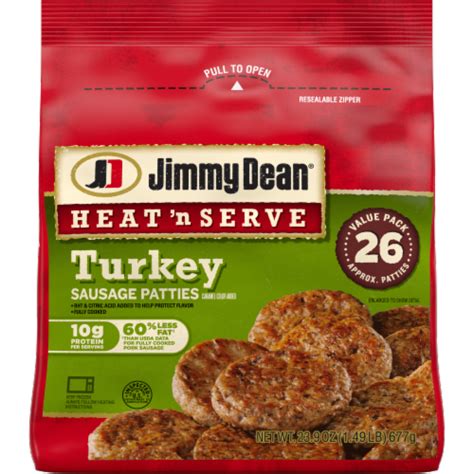 Jimmy Dean® Heat 'N Serve Frozen Breakfast Turkey Sausage Patties, 23.9 oz - Fred Meyer