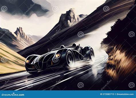 Sports Car Driving on Mountain Road at Night ,generative AI Stock Image - Image of adventure ...