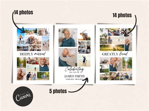 Funeral Sign Collage Templates Set Minimalist Funeral Photo Collage ...